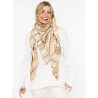Zwillingsherz Dreieckstuch »"Maralda"« farbenfrohes Muster, wärmend, Strick, beige