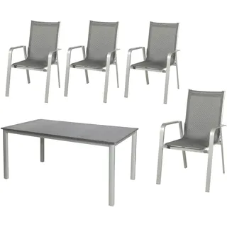 ACAMP Urban Garten-Essgruppe 5-tlg. Tisch Acaplan Loft 160 x 90 cm platin/schiefer grau