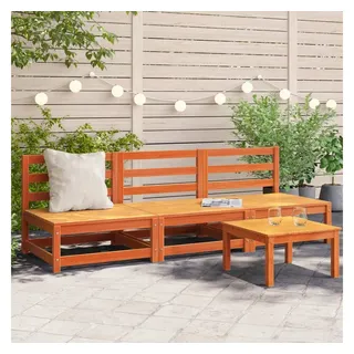 vidaXL Gartensofa ohne Armlehnen 3 Stk. Loungesofa braun