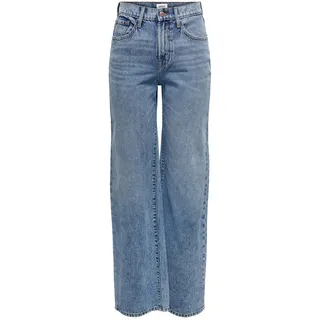 Only High-waist-Jeans ONLY "ONLHOPE HW WIDE DNM REA345 NOOS", Damen, Gr. 25, Länge 30, light blau denim, Denim/Jeans, Obermaterial: 100% Baumwolle, unifarben, lang, Jeans High-waist-Jeans, Baumwolle