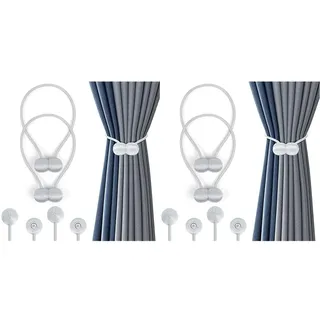 Romon Magnetische Vorhang Raffhalter, 2 Stück Vorhanghalter Seil,Duschvorhang Rückhalter, Starke langlebige Magnet Holdbacks Schnallenseil für Zuhause, Büro, Fenster dekorativ, hübsch und modisch
