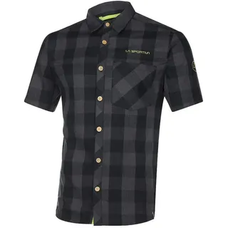 La Sportiva Wanderhemd Nomad (mit Brusttasche) Kurzarm carbongrau/schwarz Herren