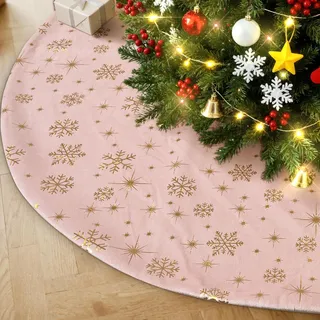 Lanpn Weihnachtsbaum Rock 60cm Weihnachtsbaumdecke Pad Samt Weihnachtsbaum Decke Abdeckung Klein Rund Christbaumständer Teppich für Winter Neujahr Innen Zuhause Weihnachtsbaum Deko (Rosa)