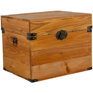 Holztruhe mit Deckel Elsa Ocker Schatztruhe Holzkiste Aufbewahrungskiste Truhenkiste