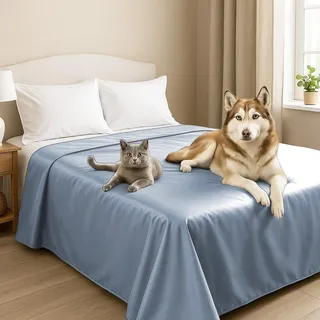Byour3 – Tagesdecke SUPER wasserdichte Bettschutz Fleckenbeständig für Doppelbett Einzelbett Anti-Schimmel Anti-Tierhaar Katzen Hunde Haustiere Kinder Waschbare Decke (Hellblau, Doppelbett)