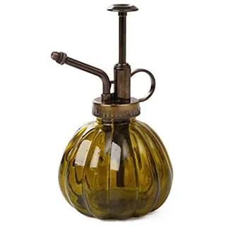 HTSM Glas Gießkanne Topf Vintage Pflanzen benebeln Messing Drucksprüher Retro Kürbis Sprühflasche Antik Kupfer Sprinkler Gartengeräte mit Pumpe Oben für Bonsai Blumen (Braun)