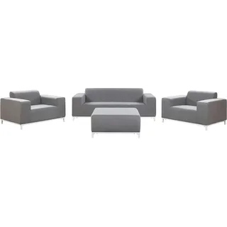 BELIANI Lounge 5er Set Grau Dekorativ Loungeset Praktisch Klassisch weißes Untergestell Traditionelles Design - Grau, Weiß