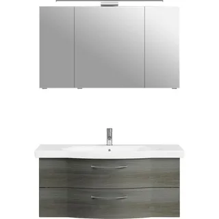 Saphir Badmöbel-Set »6005 Sprint Keramik-Waschtisch mit LED-Spiegelschrank, 122 cm breit« 2 Stk. tlg., grau