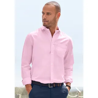 Langarmhemd H.I.S, Herren, Gr. S (37/38), N-Gr, rosa, Web, Obermaterial: 100% Baumwolle, unifarben, regular fit, Rundhals, Manschette, Hemden Langarmhemd, mit Kentkragen, Oxford-Qualität aus reiner Baumwolle