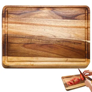 Schneidebrett aus Akazienholz, Küche Holzbrett, 40 x 30 x 2 cm Holzschneidebretter, Schneidebrett Holz, Servierbrett als Schneidbrett und Servieren für Küche & Gastro