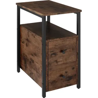 tectake Nachtschrank Tullamore, 30 x 49,5 x 61,5 cm, Industrial Holz dunkel, rustikal , Rostfarben , Holzwerkstoff , Quadratisch , 30x61.5x49.5 cm , Schlafzimmer, Nachtkästchen