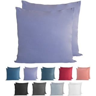 Komfortec 100% Baumwolle Kissenbezüge 2er Set 40x40 cm, Superweicher Premium Jersey Kopfkissenbezug 150 g/m2, Kissenhülle, Lila