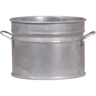 Zink-Übertopf mit Griffen Ø 16 cm x 13 cm Silber