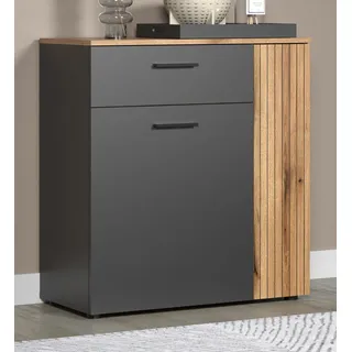 Kommode Sideboard grau Eiche Wohnzimmer Esszimmer Anrichte mit Staboptik Esteban 80cm - grau - 80 cm X 86 cm