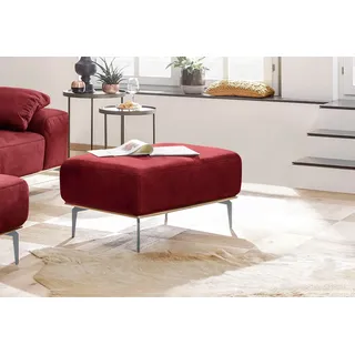 W.SCHILLIG Polsterhocker »run« mit elegantem Holzsockel, Füße in Silber matt, Breite 75 cm, rot