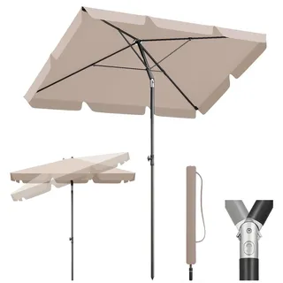 Sekey Sonnenschirm Balkon 2-in-1 SET | Sonnenschirm Rechteckig 140x210cm mit UPF50+ & GRS-zertifiziert | Sonnenschirme + Sonnenschirmhülle für Balkon, Terrasse & Garten