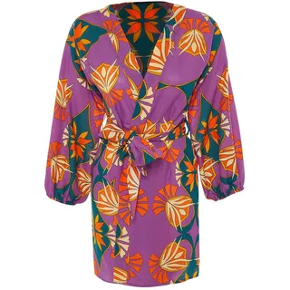 Trendyol Damen Kimono & Kaftan Regular, Violett-mehrfarbig, Small