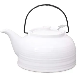 Nelly Aricola Teekanne Moderne Teekanne 1,5 Liter in weiß/weiß aus hitzebeständiger Keramik mit Edelstahlfilter.