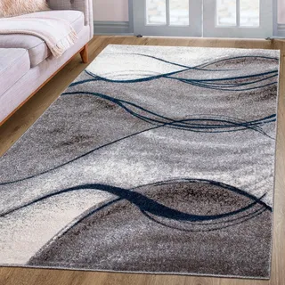 OTTO home Teppich »Tritom« rechteckig 9 mm Höhe mit besonders weichem Flor, Kurzflor, modernes Wellen Muster, blau,