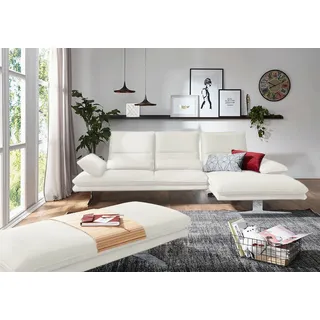 W.Schillig Ecksofa W.SCHILLIG "broadway, Designsofa mit tollem Sitzkomfort", weiß (weiß z59), B:291cm H:94cm T:164cm, Longlife Xtra-Leder Z59: Glattleder mit modischer Prägung.