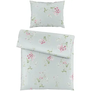 Fleuresse Bettwäsche , Rosa, Türkis, Weiß, Pink, Hellgrün, Flieder, Jadegrün , Textil , Blume , 140x200 cm , Heimtextilien, Bettwäsche & Leintücher, Bettwäsche, Satin-Bettwäsche