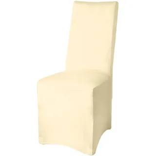 Beautissu Leona Stuhlhusse 95x45cm Creme Stretch Bankett
