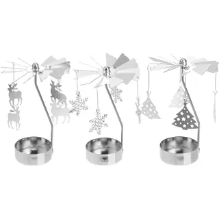 Toyvian Rotierender Metall Kerzenhalter Weihnachten, 3teiliges Teelichtkarussell Rentier Weihnachtsbaum Drehtischdekoration Karussell Schreibtischdekoration FüR Weihnachten Hochzeit Party Festliche