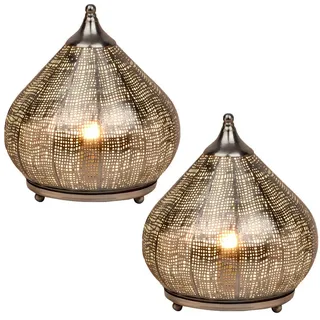 Marrakesch Orient & Mediterran Interior Orientalische Deko Tischlampe Silber 2 St.