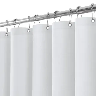 Duschvorhang Leinen mit Metall Duschvorhangringe Stoff Textil Badewannenvorhang Anti Schimmel Bad Vorhang Set Wasserdicht Badewanne Vorhang Schwerer Shower Curtain Badezimmer - 182 x 182cm (Weiß)