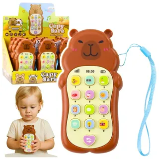 Dziecię cy Telefon Edukacyjny Ś wiatł a Dź wię ki Melodie Kapibara Brą zowy