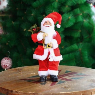 ITODA Weihnachten Deko Weihnachtsmann Figur Stehend Nikolausfigur mit Laterne Weihnachtsfigur mit Geschenkesack Weihnachtsmannfigur Klein Dekofigur Vintage Weihnachtsdeko Zimmer Tischdeko Geschenk