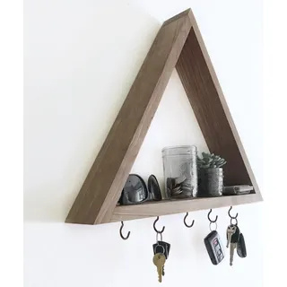 Wallity, AA149, Schlüsselhalter, 100 % MASSIVES HOLZ, Nussbaum, 30 x 6 x 30 cm - Braun