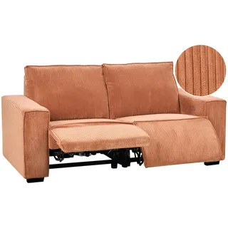 Beliani 3-Sitzer-Sofa Cord orange elektrisch verstellbar Nukari , Textil , 190x93x92 cm , Wohnzimmer, Sofas & Couches, Sofas, 3-Sitzer Sofas