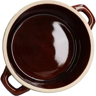 KOTARBAU® Keramikgefäß  16 cm Steinzeugtopf Schmalztopf Servierschale Auflaufförmchen aus Steingut Runde Keramikschale Kleine Glasiert Auflaufform - Braun