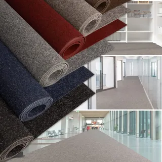 KARAT Nadelfilz Bodenbelag Atlas 200 x 2500 cm, Blau - Meterware - pflegeleichter Gewerbe Teppichboden - schalldämmend, rutschhemmend - Teppich Läufer - Büro Messe