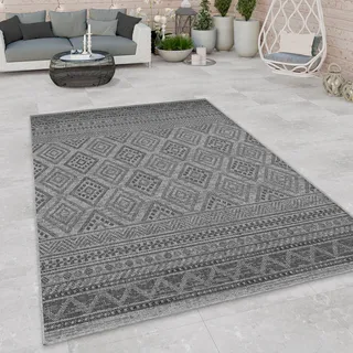 Paco Home Teppich »Vermont 184«, rechteckig, 4 mm Höhe, Flachgewebe, modernes Design mit Rauten, gesteift, Outdoor geeignet, grau