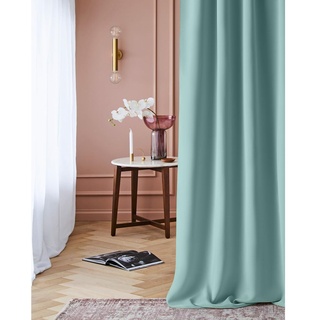 ROOM99 Vorhang mit Kräuselband Laurel 140 x 260 cm Breite x Höhe Verdunkelung Blickdicht Schiebegardinen Curtain Gardine Wohnzimmer Schlafzimmer für Schinensystem Mint, 1 Stück