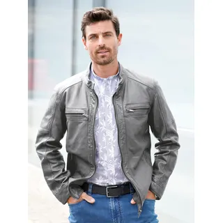Lederjacke MARCO DONATI, Herren, Gr. 62, grau (steingrau), 100% Leder, unifarben, Jacken Lederjacke