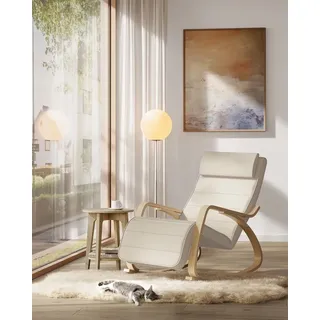 Songmics Schaukelstuhl LYY10M Baumwolle 91 x 55 x 115 cm Beige mit Relaxfunktion