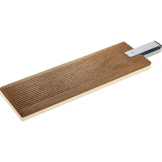 Gefu Servierbrett , Braun, Silberfarben , Holz, Metall , Eiche , 15.6x1.8x62 cm , Geschirr, Tischkultur & Serviergeschirr, Servierplatten