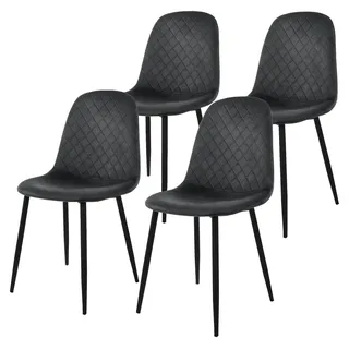 ML-Design 4er Set Esszimmerstuhl mit Rückenlehne, Anthrazit, aus Samt - Dunkelgrau
