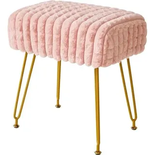 Rechteckiger Fußhocker – Samt-Schminktischstuhl – goldene Beine - Rosa