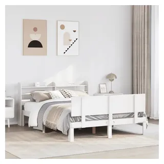 vidaXL Bettgestell mit Kopfteil ohne Matratze Weiß 120x200 cm