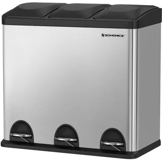 Songmics Mülleimer 3 Fächer 60 l Schwarz