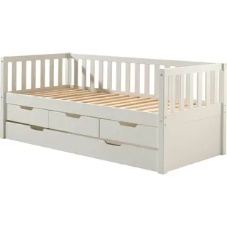 FURNLUX Kids Einzelbett Fritz Weiss 90x200cm / Hauptfarbe: Weiß / Abmessungen: 99 x 212 x 86 cm - Weiß