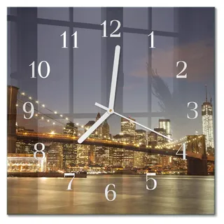 Tulup Glasuhr Wanduhr Küchenuhr Echt-Glas 30x30 cm Modern Dekorativ Geräuschlos Weiße Zeiger - Nachtlicht