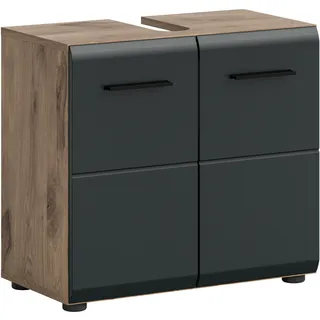 WELLTIME INOSIGN Waschbeckenunterschrank »FLORENZ, TOPSELLER!, Breite 60cm, 1 Einlegeboden, 2 Fächer« TOPSELLER!, 1 Stk. tlg. mit Siphonausschnitt, Badmöbel, Badschrank, Schrank, Kommode, Bad, schwarz