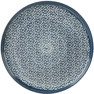 GENEVIEVE LETHU Flacher Teller aus Steingut, Produktreihe Follow the Artist, Ø 27 cm, Farbe: Blau, Dekor: No