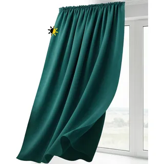 BEAUTEX Verdunkelungsgardine mit Kräuselband U-Band, Blackout Vorhang Blickdicht abdunkelnd, Größe und Farbe wählbar (Breite: 140 cm, Höhe: 245 cm, Petrol)