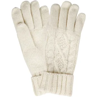 Capelli New York Strickhandschuhe 1 Paar, elegantes Zopfstrickmuster, Umschlag am Bündchen, Wollanteil, weiß